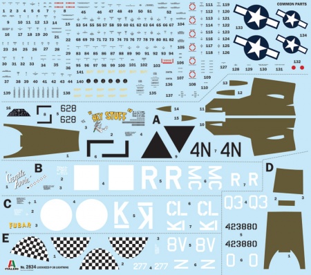 2834ИТ Самолет P-38J Э.Т.О. Italeri