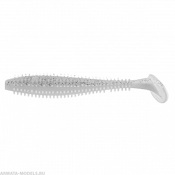 Виброхвост Shaggy 5,12"/13 см White & Sparkles 5шт. (HS-18-002) Helios