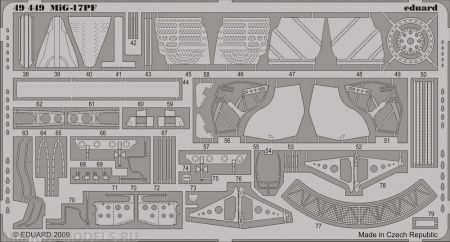 49449 Фототравление цветной интерьер+экстерьер MIG-17PF For Hobby-Boss kit