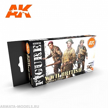 AK11636 Набор красок WWII BRITISH UNIFORM COLORS 3G