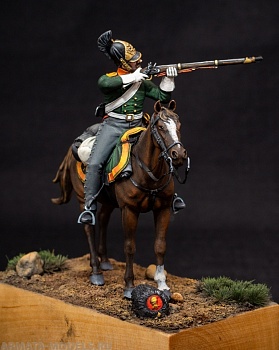 CHM-54190(M). Рядовой армейских драгунских полков, Россия 1812-14 гг.. 54 мм. Материал - белый металл.