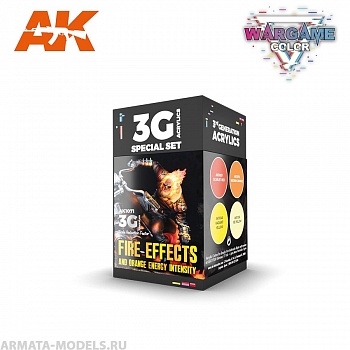 AK1071 Набор красок WARGAME COLOR SET. FIRE EFFECTS.