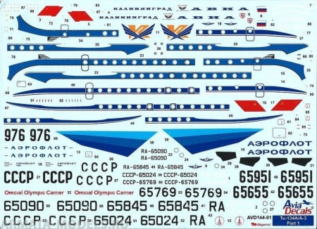 14401 Декаль AVD Туполев Ту-134А, часть 1