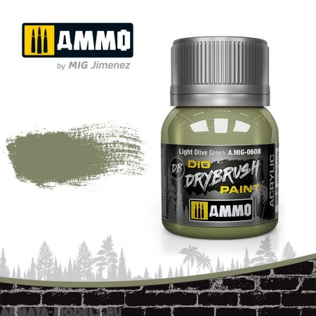 AMIG0608 Ammo Mig Краска акриловая DRYBRUSH  Light Olive Green