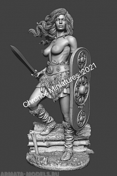 CHM-54249(M). Миры Фэнтези: Кельтская женщина-воин. 54 мм. Материал - белый металл.