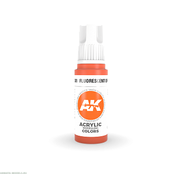 AK11081 Краска акриловая Fluorescent Orange 17ml