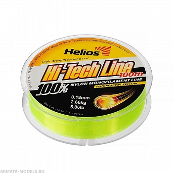 Леска Hi-tech Line Nylon Fluorescent Yellow 0,18mm/100 (HS-NBF 18/100) Helios