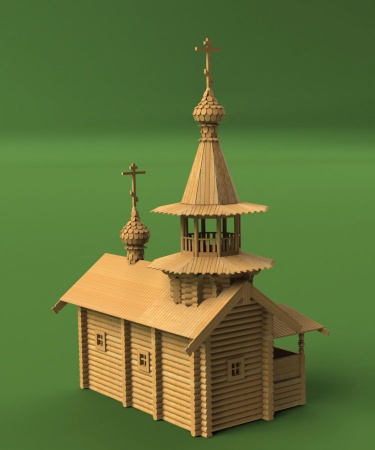 1002 сборная деревянная модель Часовня из деревни Вигово СВ Модель