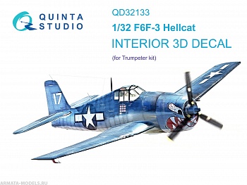 QD32133 3D Декаль интерьера кабины F6F-3 Hellcat (Trumpeter)