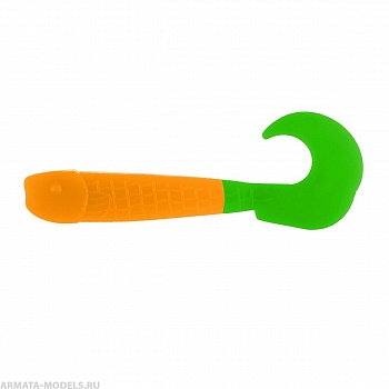 Твистер Long Hybrid 3,55"/9,0 см Orange & Green 7шт. (HS-15-025) Helios