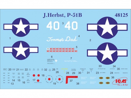 48125 Мустанг Р-51 В, американский истребитель с пилотами и техниками ICM