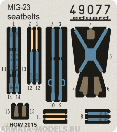 49077ED Комплект фототравления MiG-23 seatbelts FABRIC