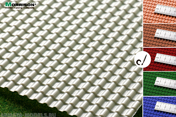041mch035 Объёмная текстура металлочерепицы М1:35. (Лист А4- 19см.х28см.)