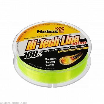 Леска Hi-tech Line Nylon Fluorescent Yellow 0,22mm/100 (HS-NBF 22/100) Helios