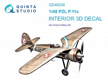 QD48335 3D Декаль интерьера кабины PZL P.11c (Arma Hobby)