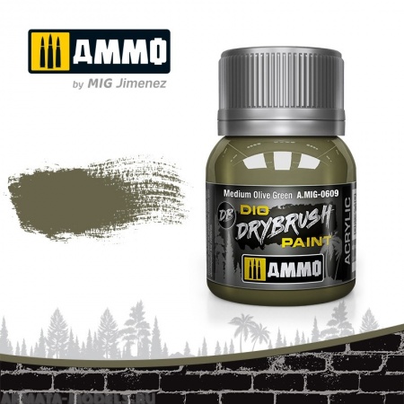AMIG0609 Ammo Mig Краска акриловая DRYBRUSH  Medium Olive Green