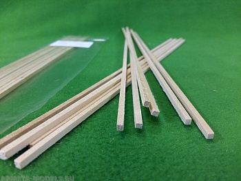 5109 рейки 3х3 мм длина 300 мм - 10 шт - липа
