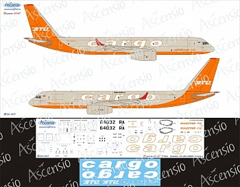 Т20-007 Декаль для самолета Туполев Tu-204-100C ATu Cargo (Orange) 1/144