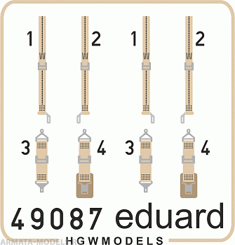 49087ED Комплект фототравления Seatbelts USN WWII beige SUPERFABRIC