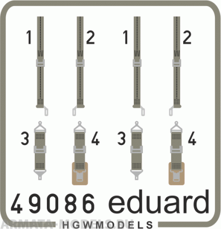 49086ED Комплект фототравления Seatbelts USN WWII green SUPERFABRIC