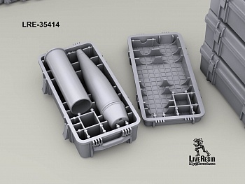 LRE35414 Миниатюра Открытый пластиковый контейнер с 122 мм боеприпасами повышенной дальности - 4 шт