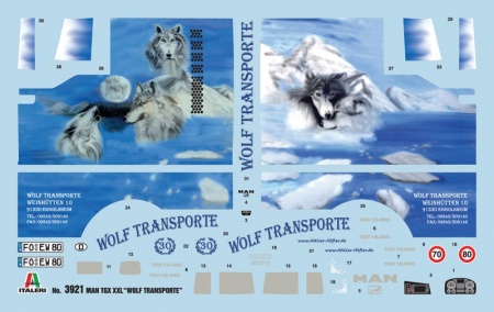 3921ИТ Грузовик  MAN TGX XXL WOLF TRANSPORTE Italeri