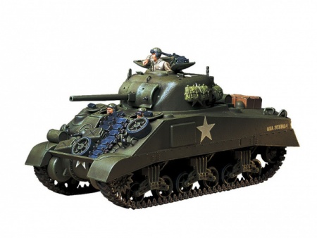 35190T Американский средний танк М4 Sherman (ранняя версия) 1942г. с 3 фигурами танкистов Tamiya