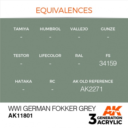 AK11801 Краска акриловая 3Gen WWI German Fokker Grey