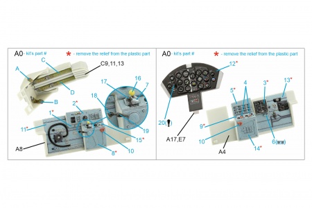 QD48285 3D Декаль интерьера кабины МиГ-15бис (Trumpeter)