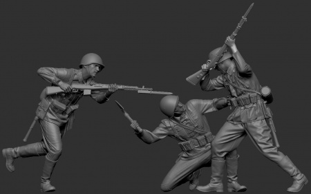 3019SOGA Схватка красноармейца с солдатом Вермахта. 1941-42 г. SOGA Miniatures