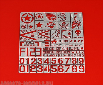 3805J Трафарет Опознавательные знаки современной армии США 3805J Трафарет Опознавательные знаки современной армии США