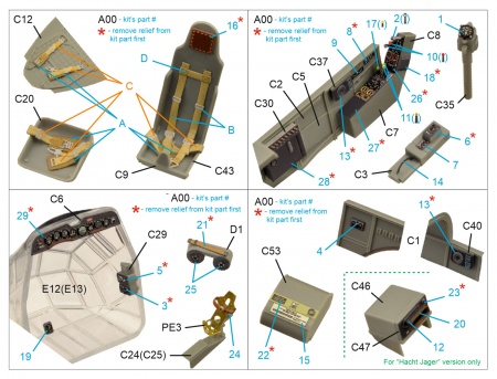 QD48275 3D Декаль интерьера кабины Fw 189A (GWH)
