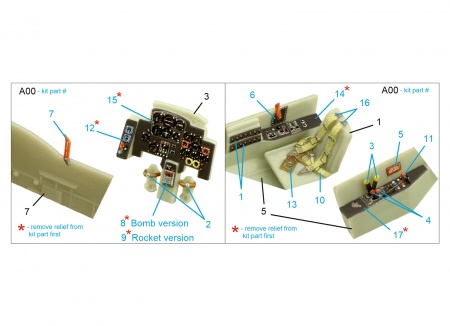 QD72074 3D Декаль интерьера кабины Me-262A (Revell)