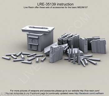 LRE35139 Запасные магазины, патроны и стрелянные гильзы для крупнокалиберной снайперской винтовки Barrett M82A1/107A1 .50 калибр