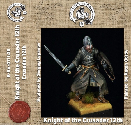 B-54-011 Фигура Рыцарь-крестоносец, Крестоносцы 12 века. 54мм Medieval Forge Miniatures