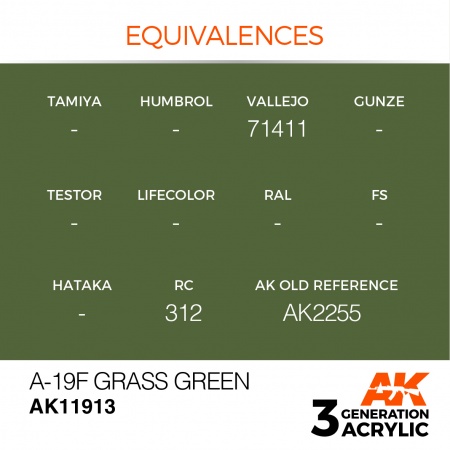 AK11913 Краска акриловая 3Gen A-19f Grass Green