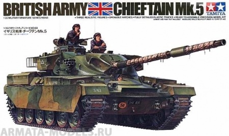 35068T Английский танк Chieftain Mk.5 1960г. с 120-мм пушкой и 3 фигурами Tamiya