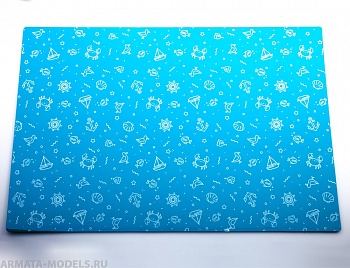 100130RK Коврик для резки А3, 3 слоя, лазурный, морская тема