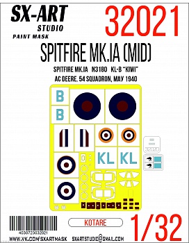 32021SX Окрасочная маска Spitfire Mk. I N3180 KL-B “Kiwi” (Kotare) 32021SX Окрасочная маска Spitfire Mk. I N3180 KL-B “Kiwi” (Kotare)