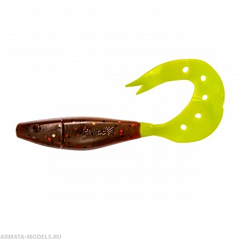 Твистер Kasandra 4"29/10,9см Rusty Gold & Lime 5шт. (HS-34-017) Helios