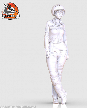 smk48029 Девушка пилот в шлеме зш-7