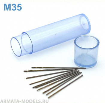 42662J Мини-сверло, HSS M35, титановое покрытие, d 0,65 мм, 10 шт.