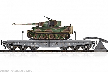82934 Платформа с танком  Plattformwagen Type SSyms 80/Pz.Kpfw.VI Ausf.E Tiger I 82934 Платформа с танком  Plattformwagen Type SSyms 80/Pz.Kpfw.VI Ausf.E Tiger I
