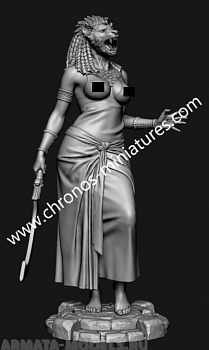 CHM-54266(M). Миры Фэнтези: Египетская богиня Сехмет. 54 мм. Материал - белый металл.