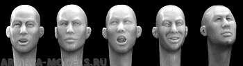 HH07 5 different east Asian bald heads