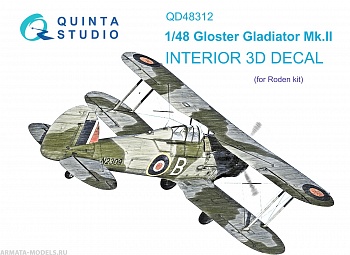 QD48312 3D Декаль интерьера Gloster Gladiator MKII (Roden)