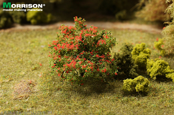 011kr002 Красный куст для макета леса или цветущего сада