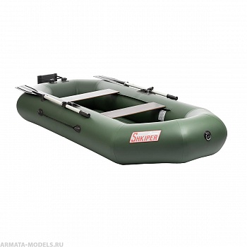 Лодка Шкипер А280НТ надувное дно, навесной транец зеленый Тонар