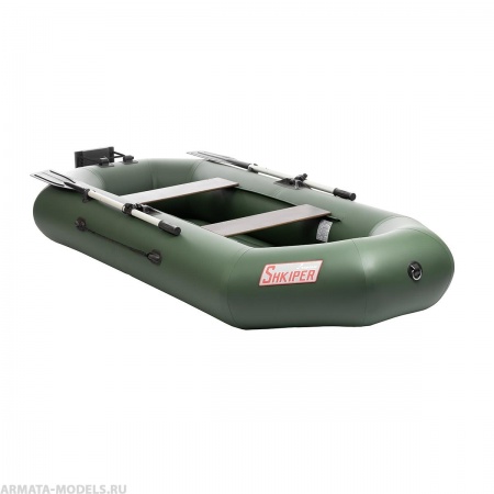 Лодка Шкипер А280НТ надувное дно, навесной транец зеленый Тонар