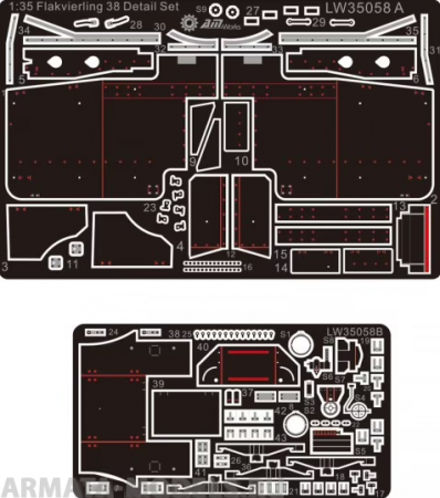 LW35058 2cm flakvierling shield + barrels